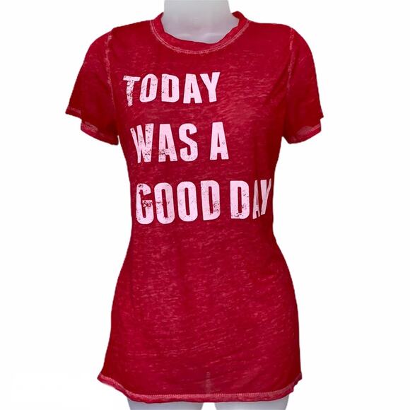 Lyric Culture Tops - LYRIC CULTURE Women's Red 'Today Was A Good Day' Short Sleeve T-Shirt